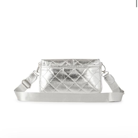 Silver Quilted Crossbody Bag Small Wallet on Chain Card Slots - NWT - Picture 4 of 7